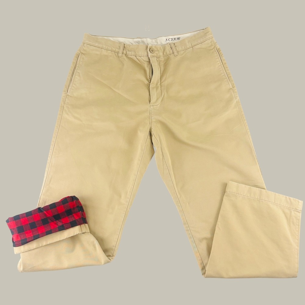 J.Crew Broken-In Regular Fit Flannel Lined Chino Pants Khaki Tan 36x32